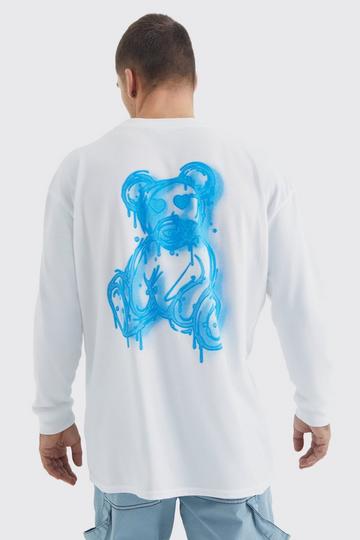 Long Sleeve Spray On Teddy Graphic T-shirt white