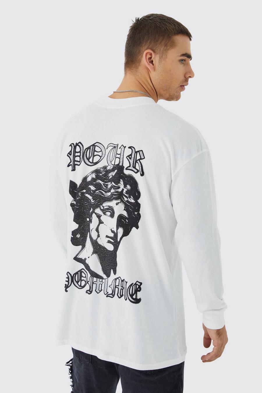 Langärmliges Oversize T-Shirt mit Homme-Print, White
