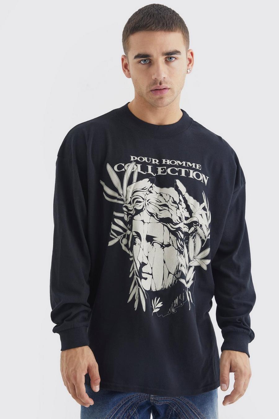 Black Oversized Long Sleeve Limited Graphic T-shirt