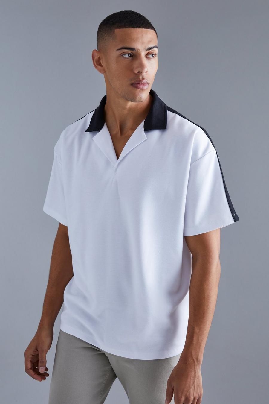 White Oversized Revere Taped Polo image number 1