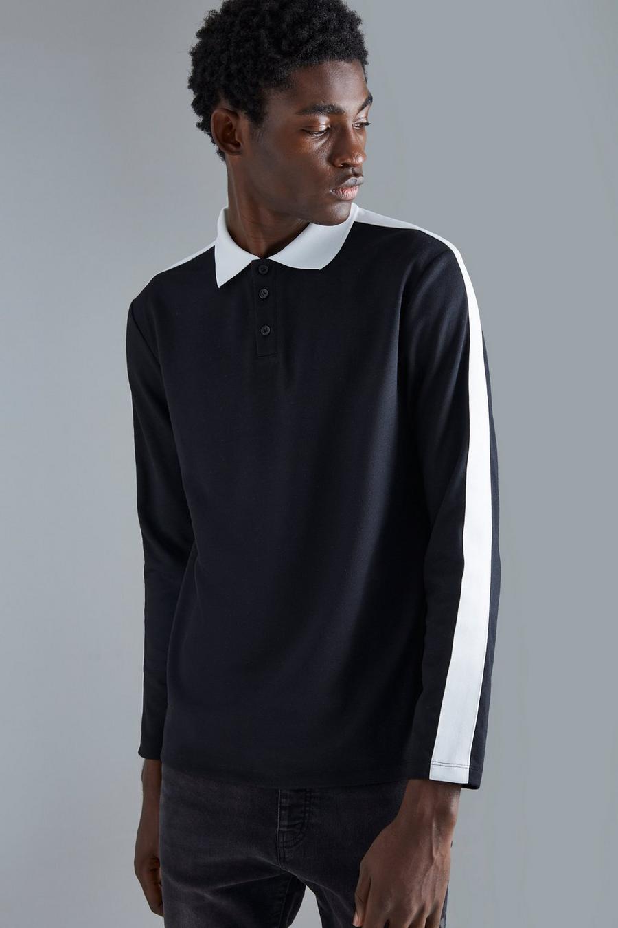 Langärmliges Slim-Fit Man Poloshirt, Black image number 1