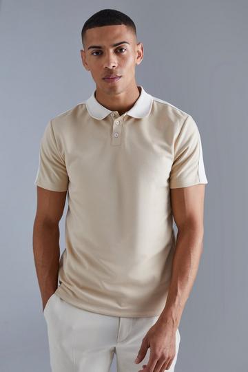 Slim Taped Interlock Polo camel