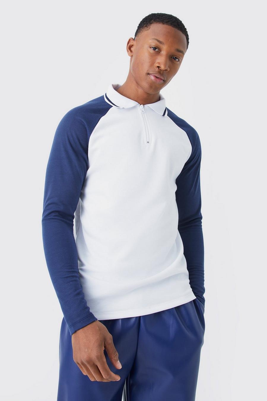 Slim-Fit Colorblock Poloshirt, White image number 1