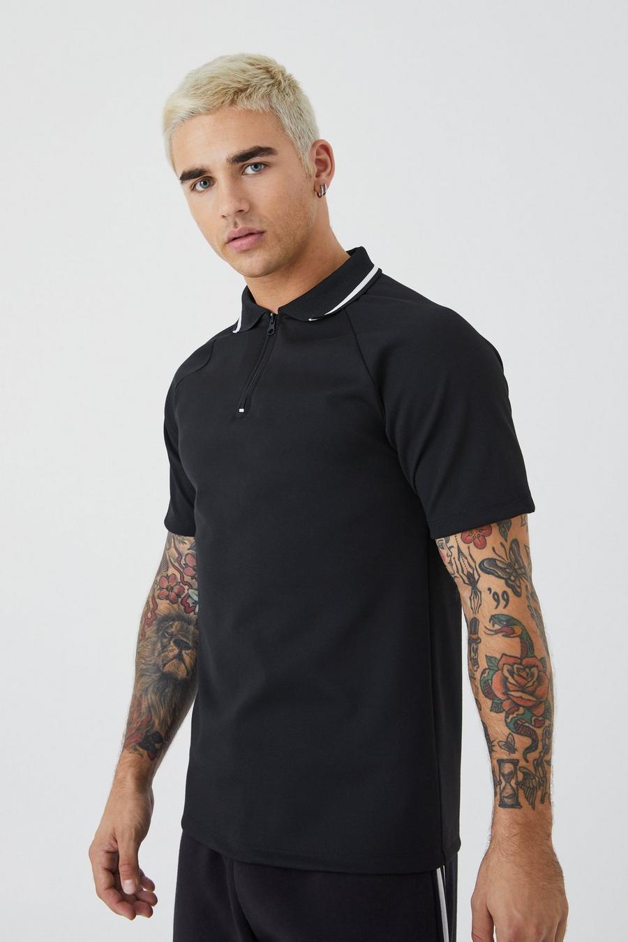 Slim-Fit Colorblock Poloshirt, Black image number 1