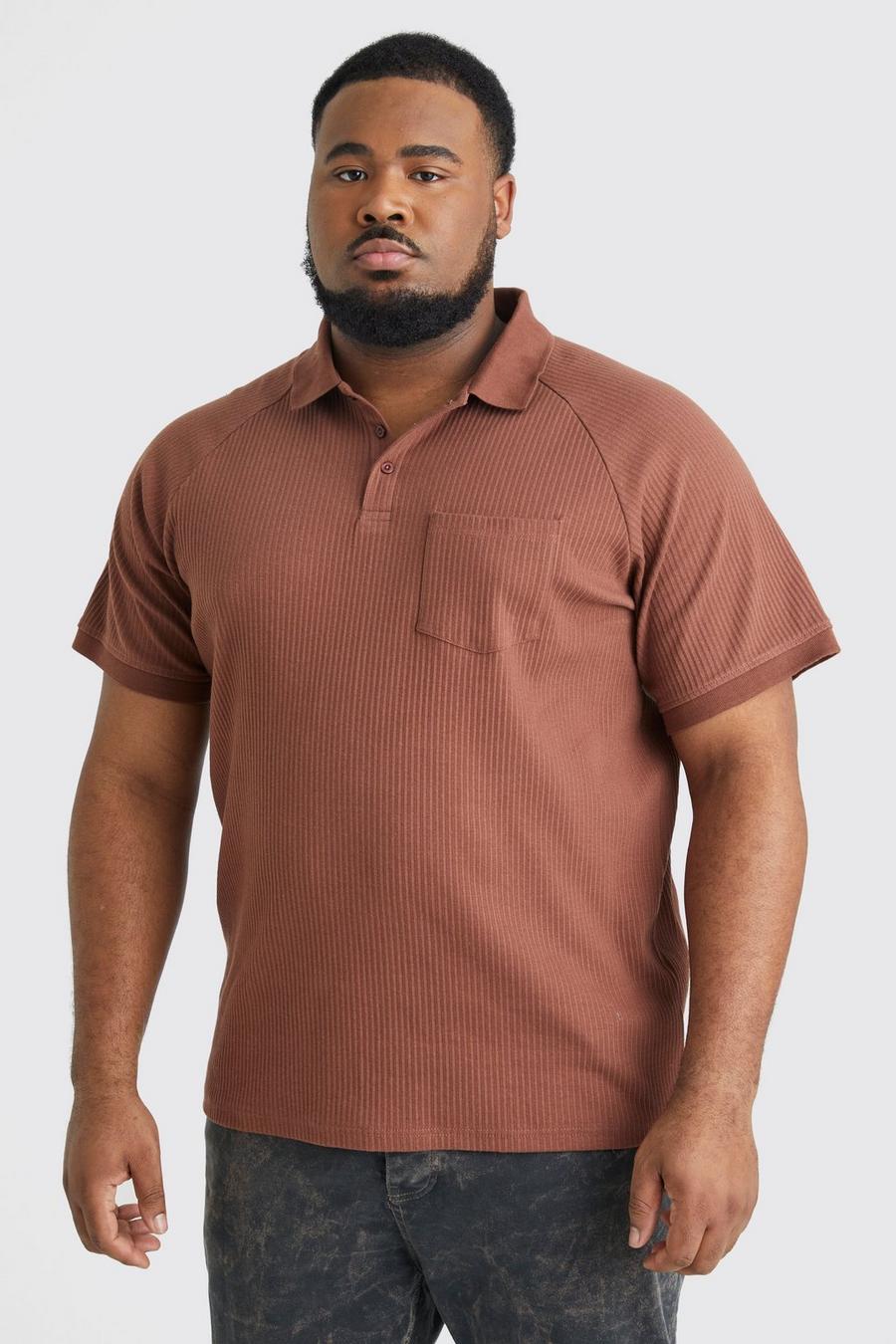 Rust Plus Rib Jersey Pocket Polo image number 1