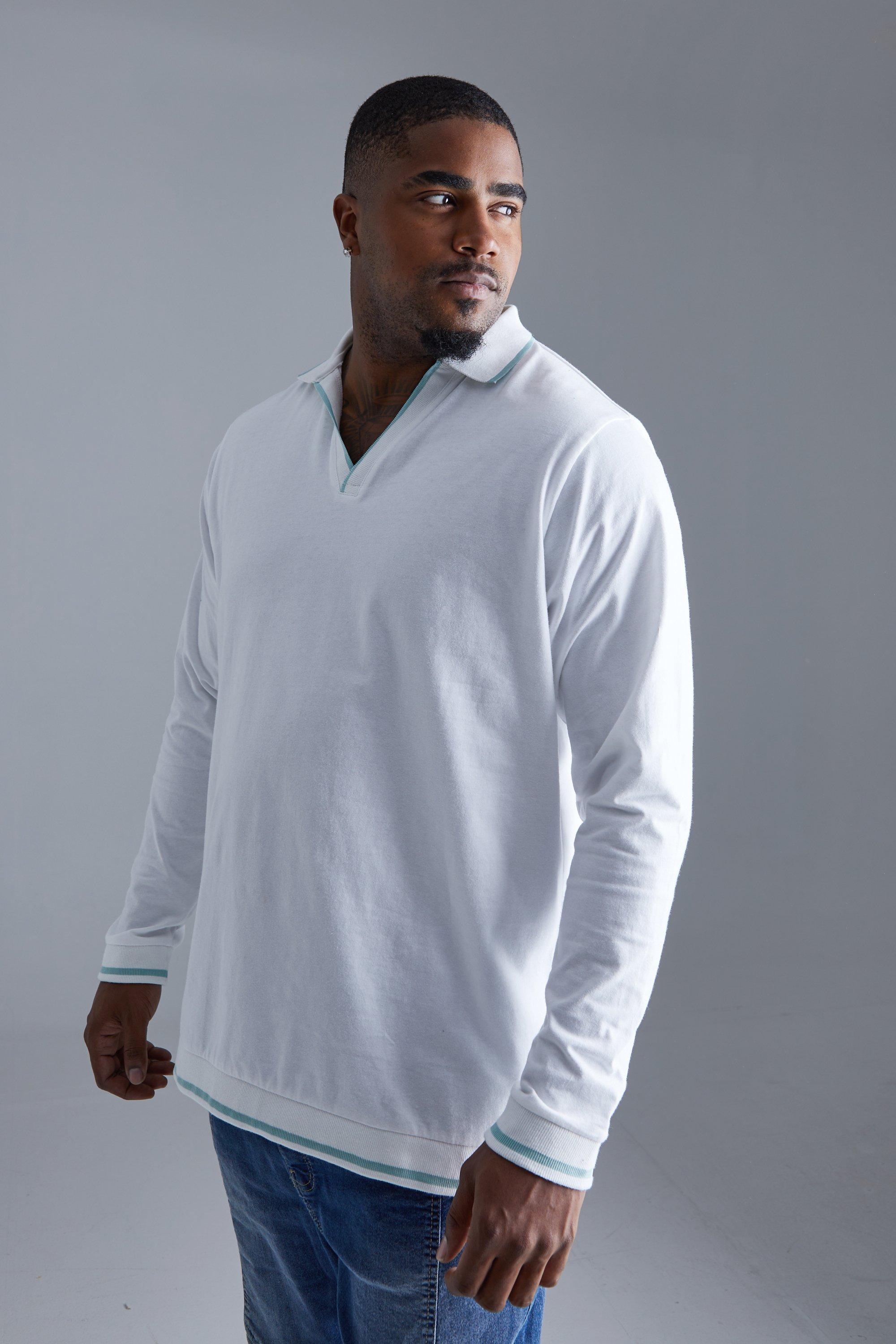 Mens polo long sleeve v neck t on sale shirts