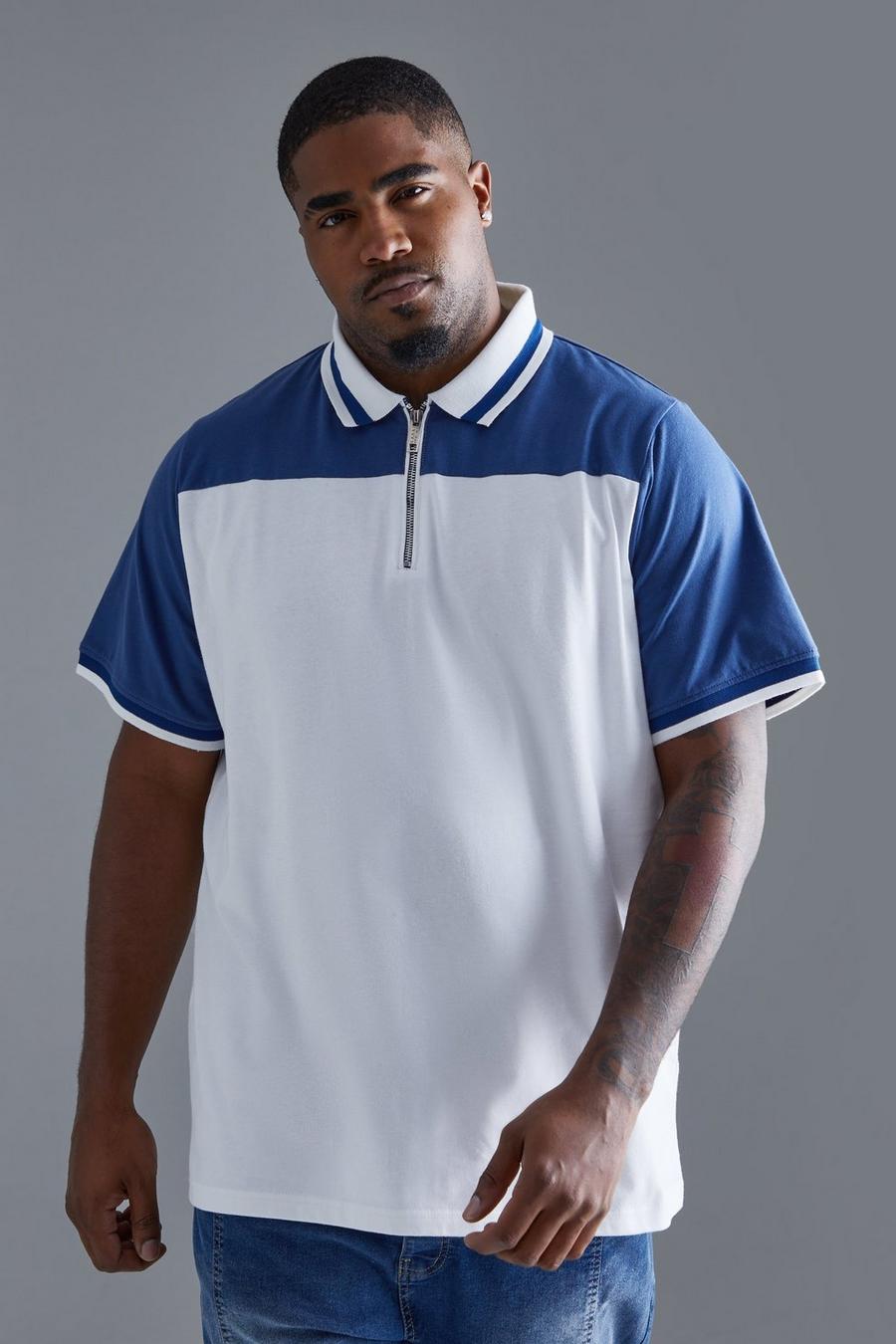 Grande taille - Polo color block, Blue image number 1