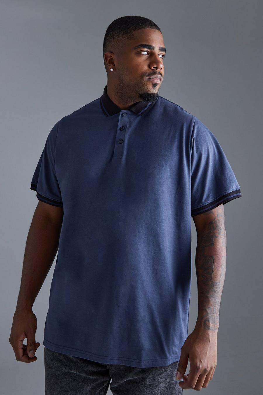 Navy Plus Basic Tipped Polo image number 1