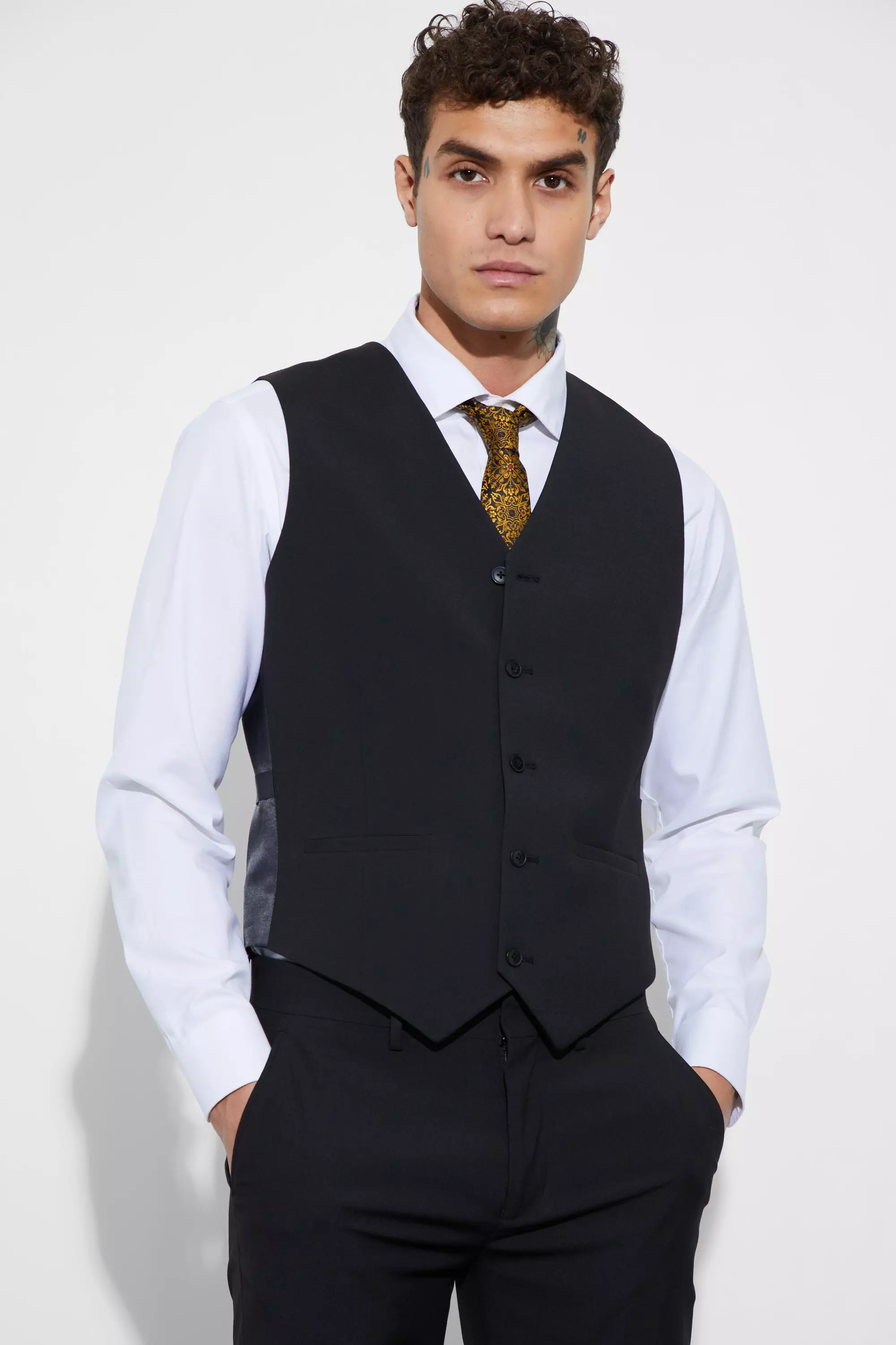 Black Slim Single Breasted Suit Jacket صورة بديلة