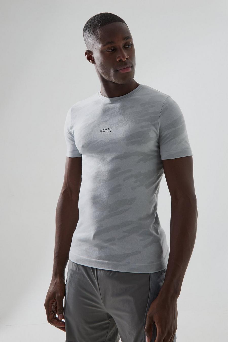T-shirt Man Active in fantasia militare senza cuciture, Sage image number 1