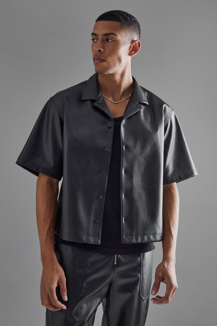 Black Skjorta i PU med boxig passform image number 1