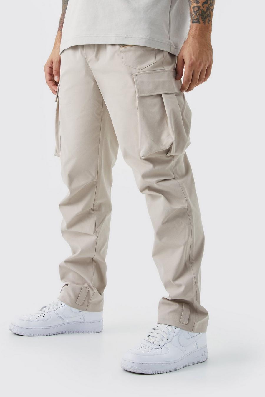 Men's Elastic Waist Straight Leg Cargo Trouser | Boohoo UK