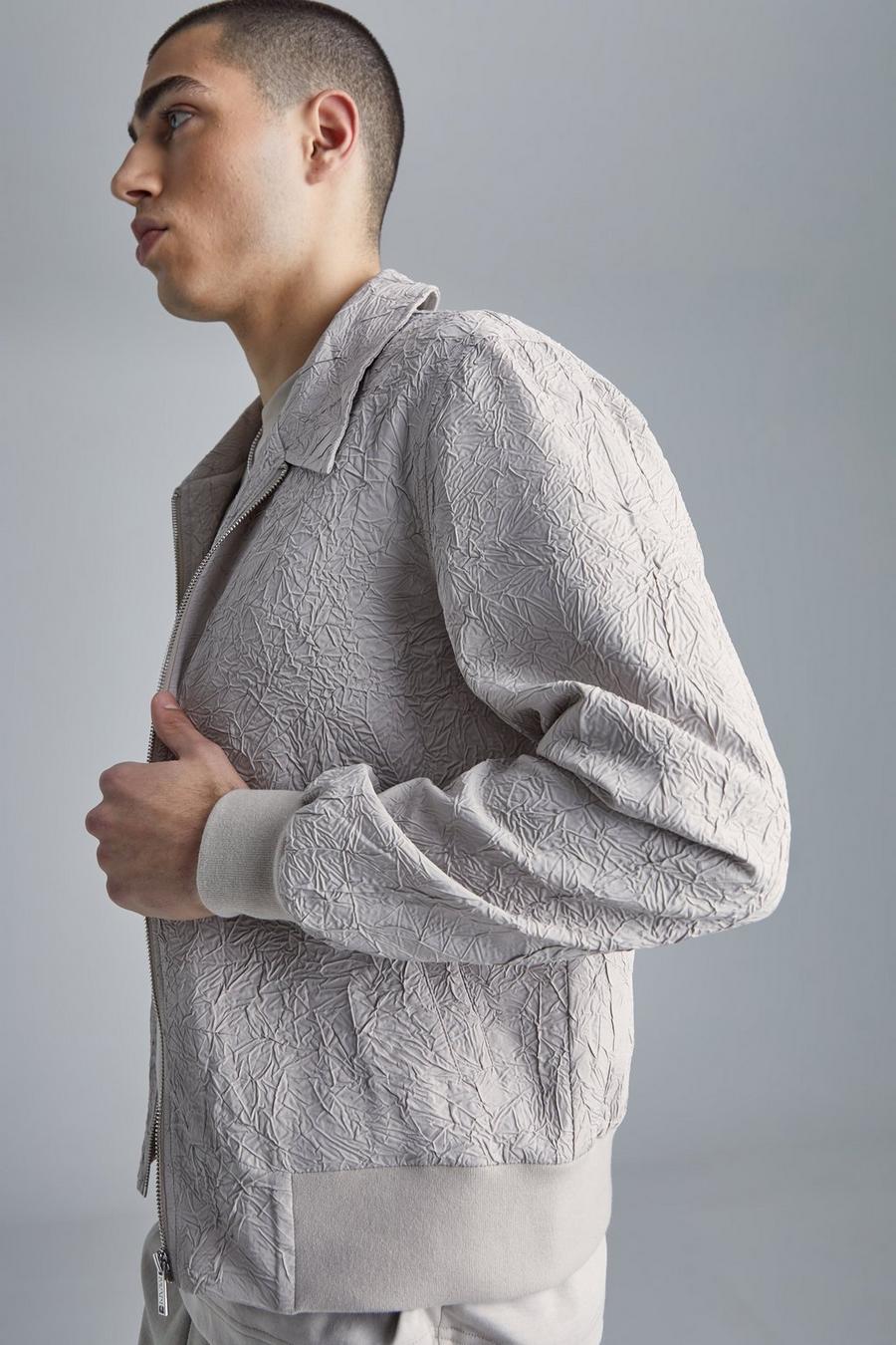 Stone Crinkle fabric Collared Bomber image number 1