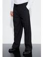 Pantalon de costume large à détails pincés, Black