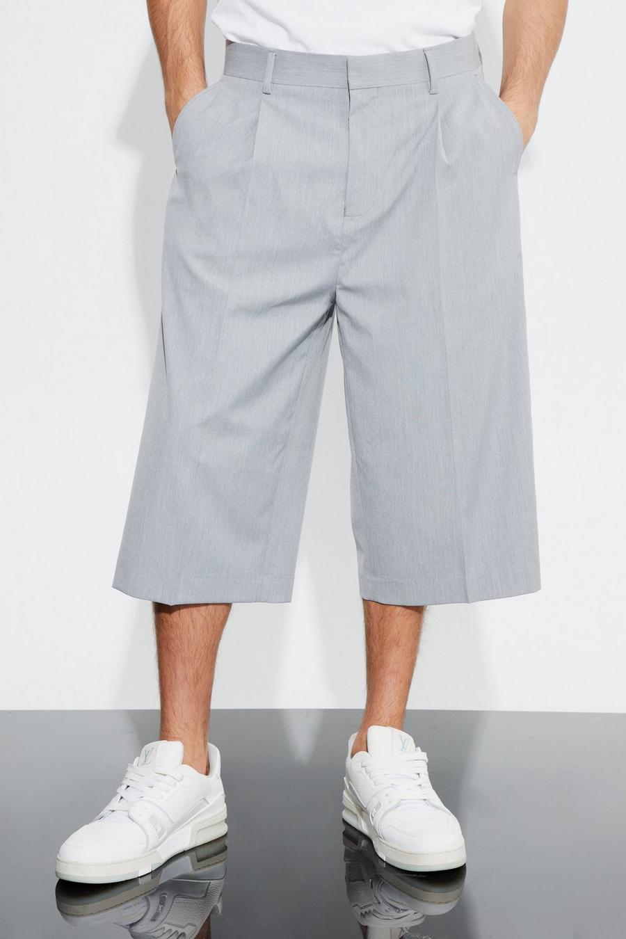 Pantalón deportivo de holgura ancha plisado, Grey image number 1
