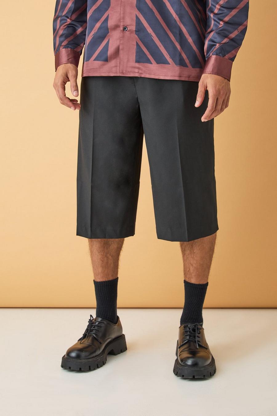 Pantaloni tuta a calzata ampia con pieghe frontali, Black image number 1
