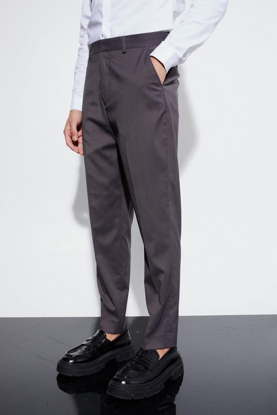 Charcoal grey High Rise Tapered Crop Tailored Trouser