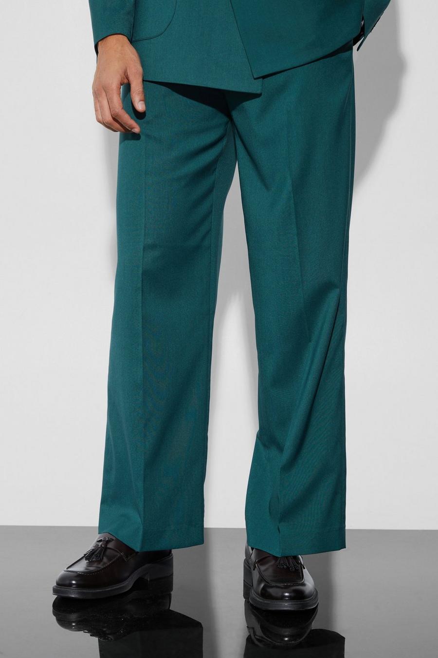 Pantaloni sartoriali a calzata ampia con pieghe frontali, Forest verde