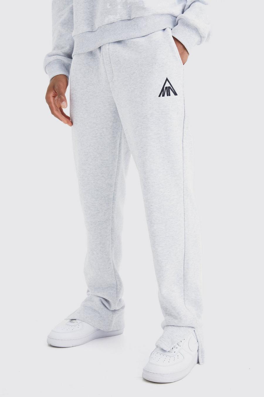 Pantalón deportivo MAN Regular jaspeado con abertura en el bajo, Ash grey image number 1