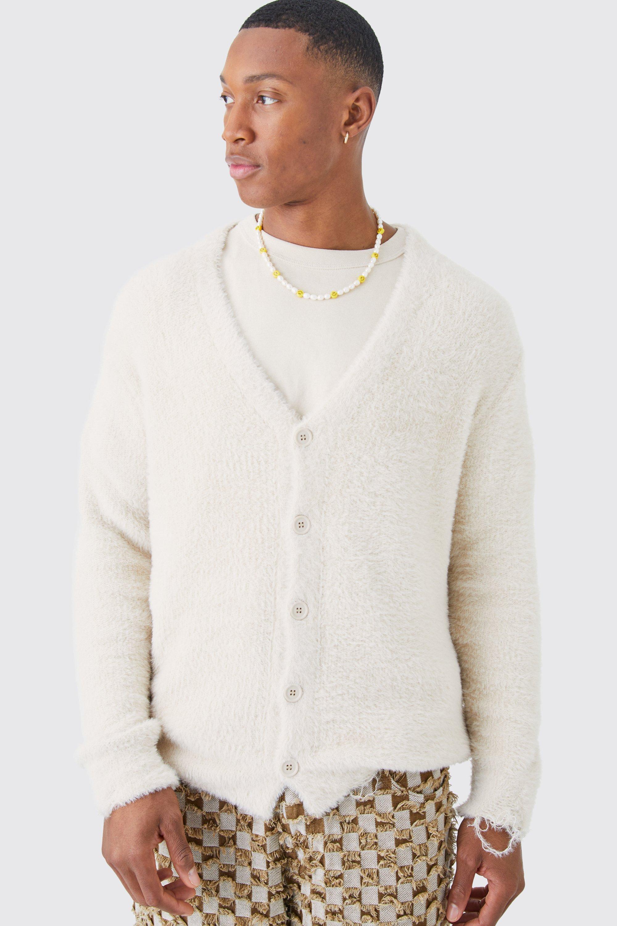 Beige clearance fluffy cardigan