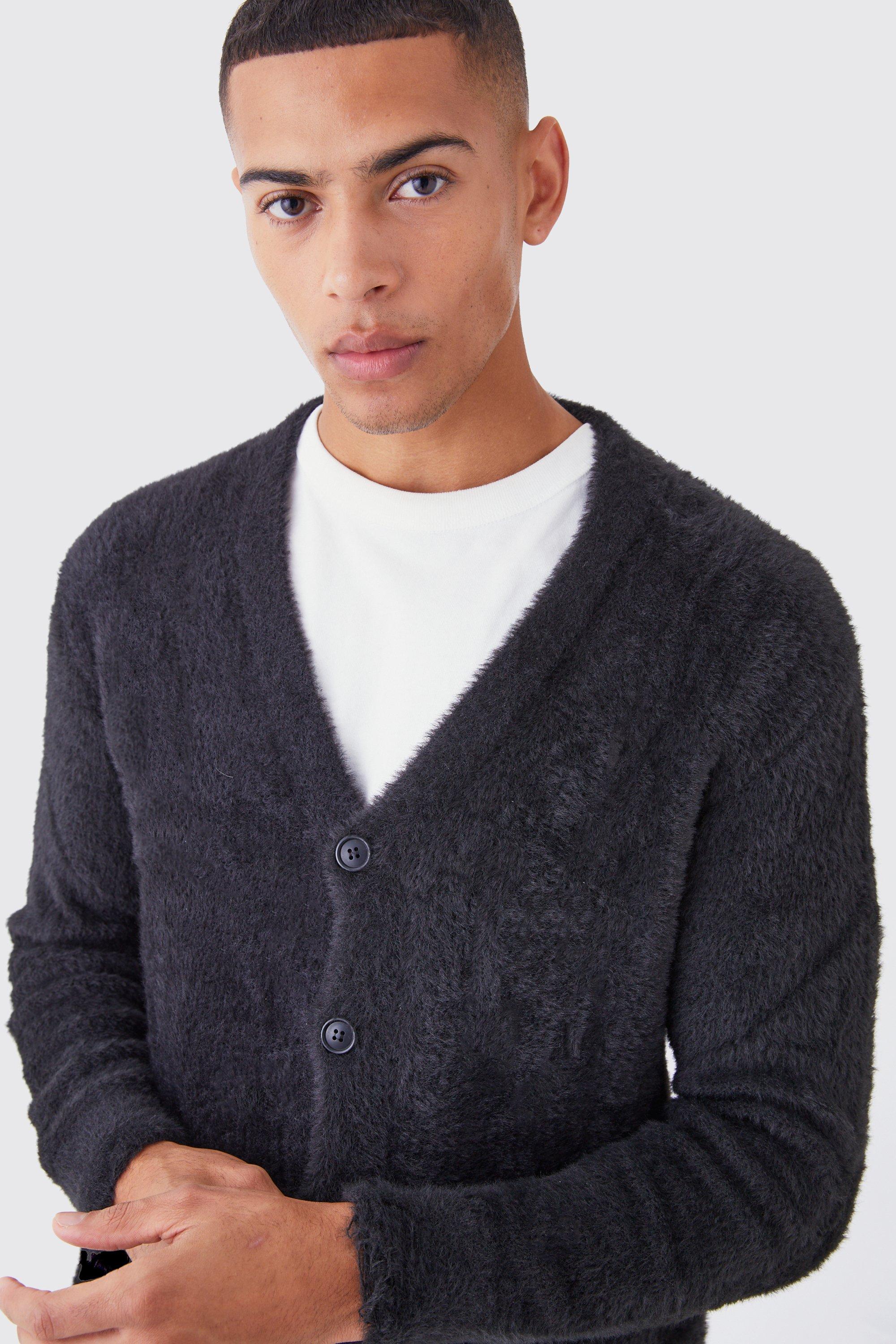 Fluffy hot sale cardigan men