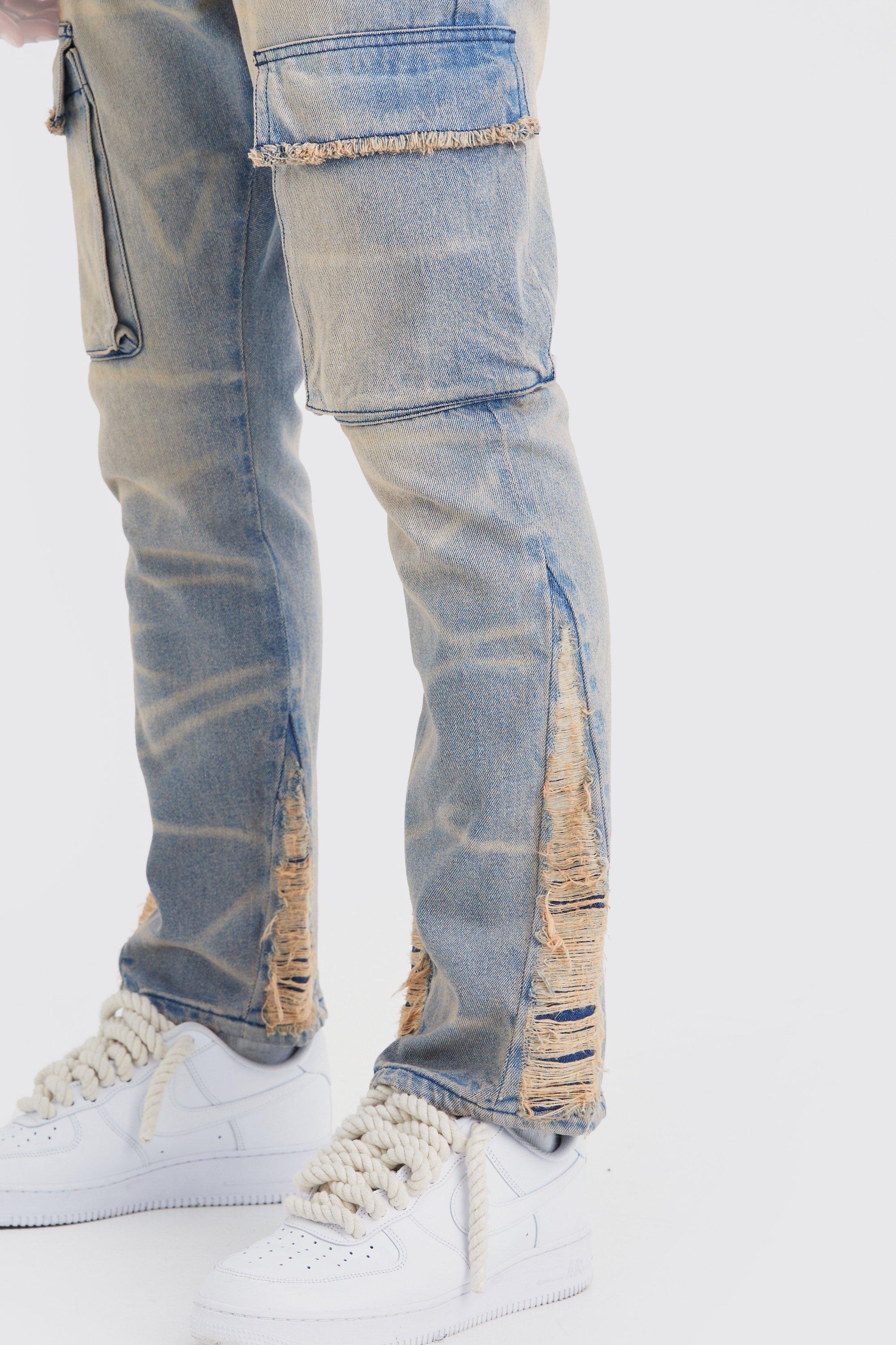 Slim Rigid Flare Cargo Jeans