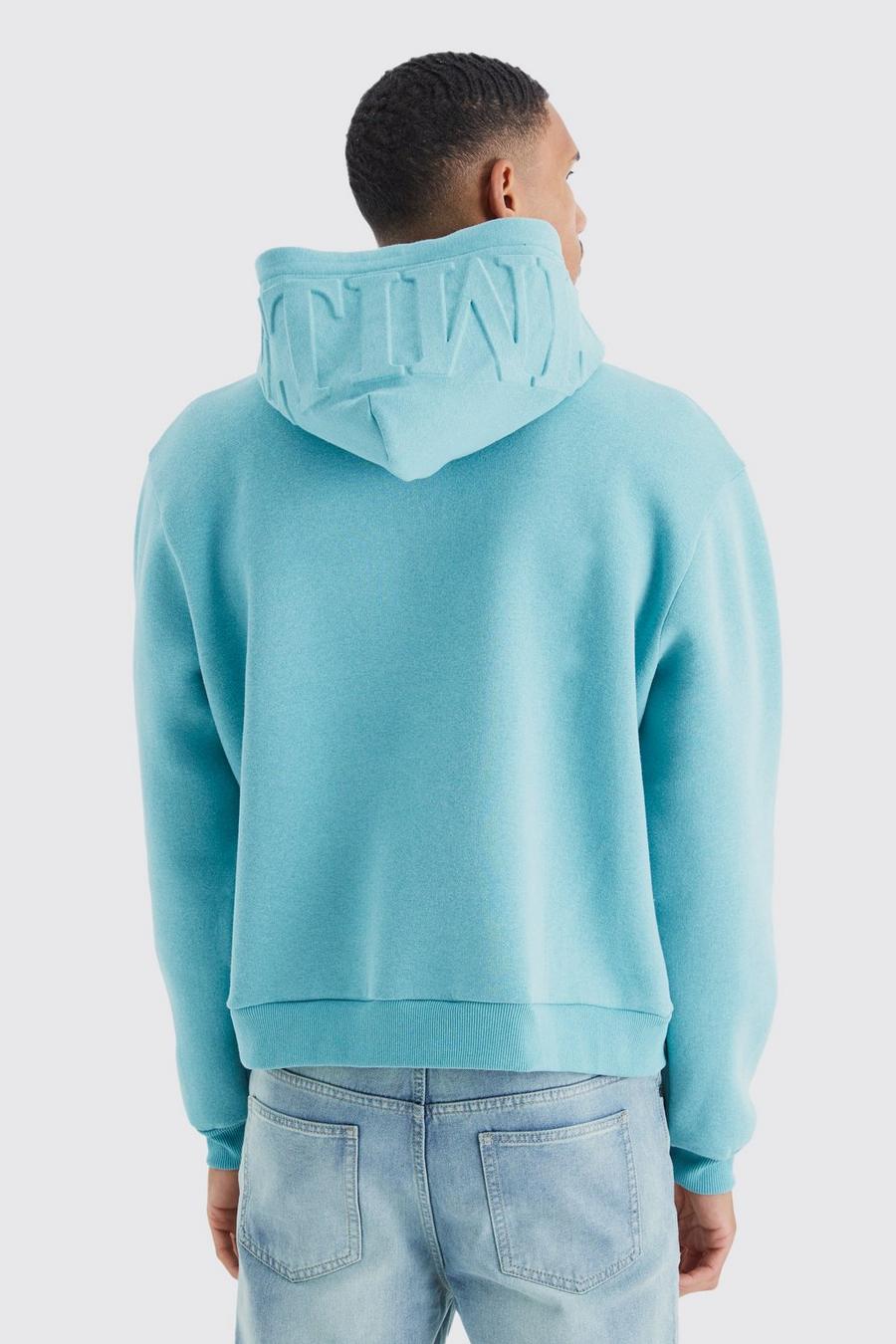 Teal Tall oversized Boxy Limited Embossed Hoodie image number 1