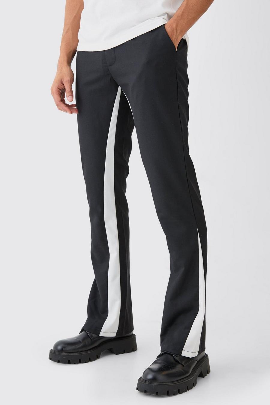 Black Tailored Gusset Detail Flared Trousers image number 1
