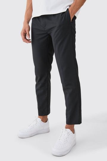 Belted Slim Fit Tailored Trousers black