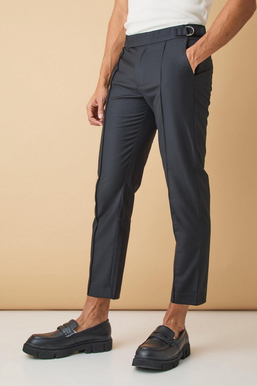 Pantaloni Slim Fit con vita regolabile e anello a D, Black image number 1