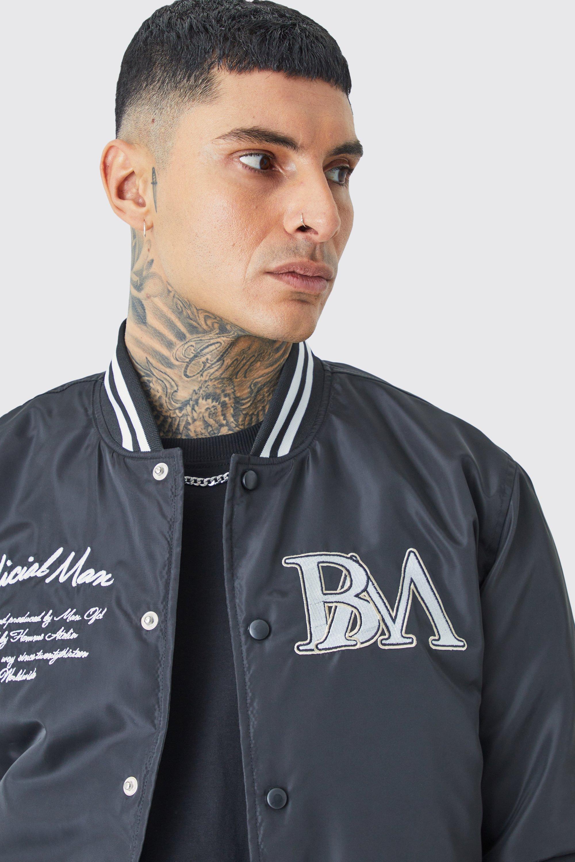 Tall Nylon Varsity Jacket With Badges