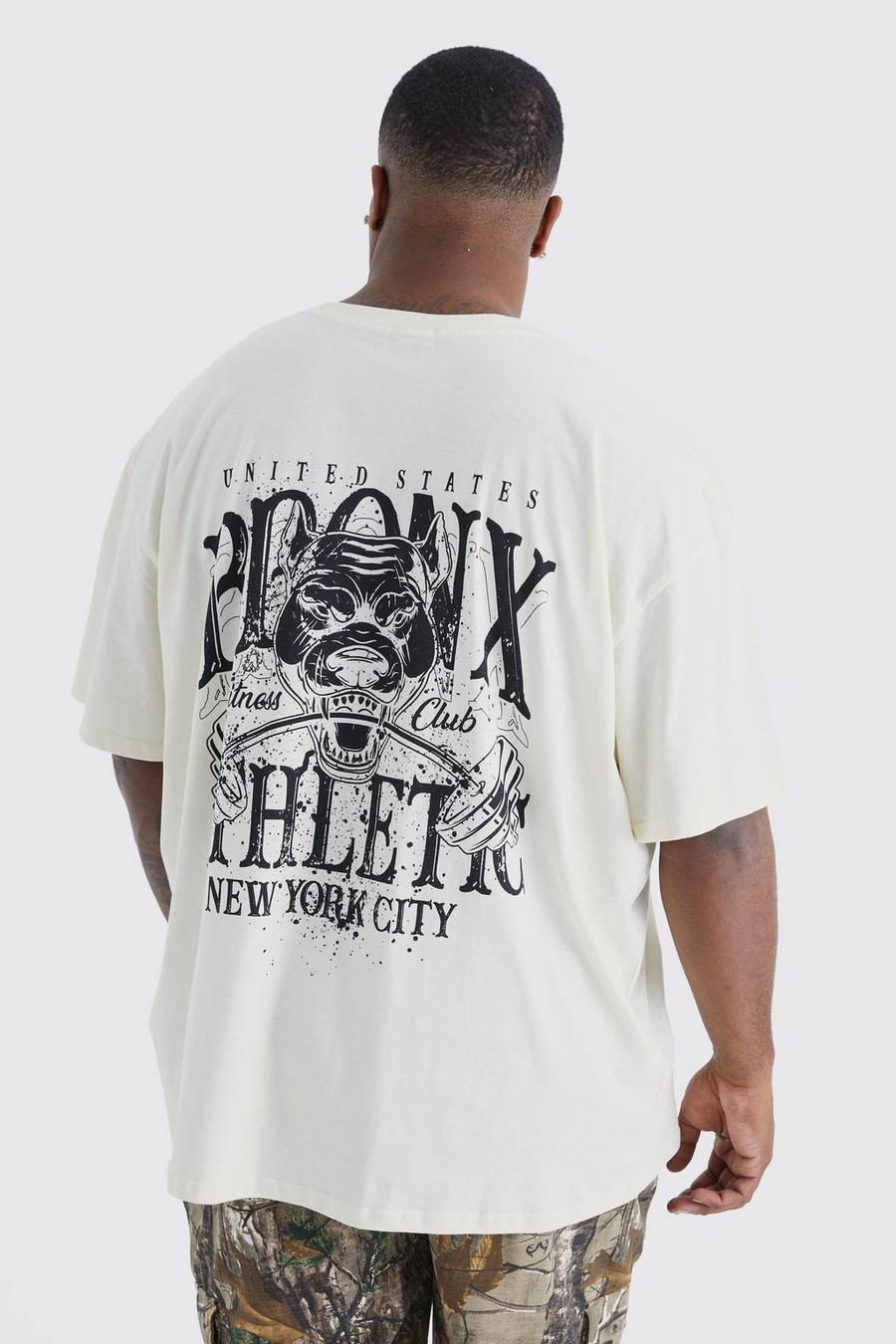 Ecru white Plus Active Oversized Bronx Barbell T-shirt
