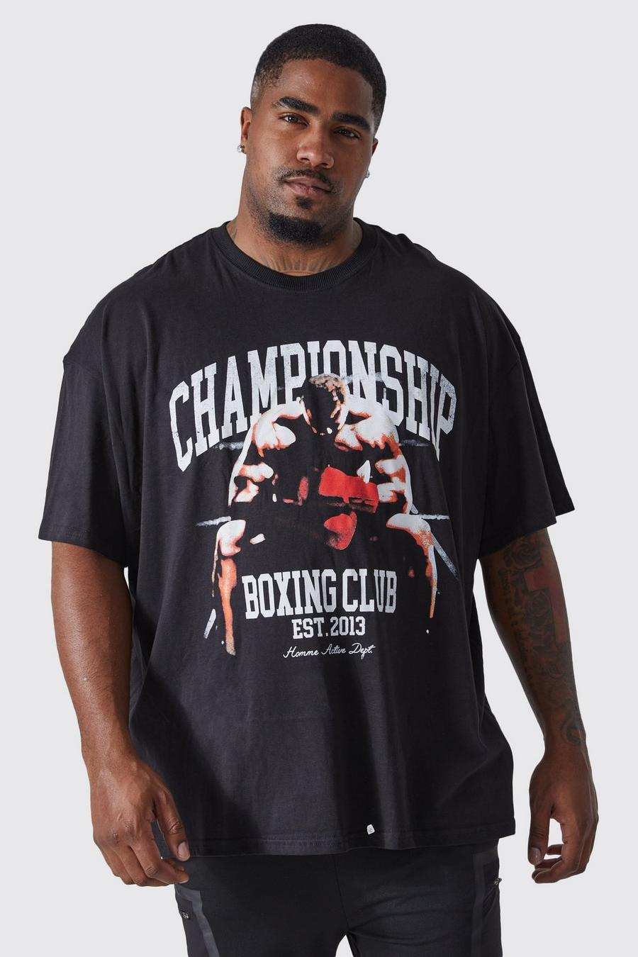 Black Plus Oversized Active Boxing Club T-Shirt