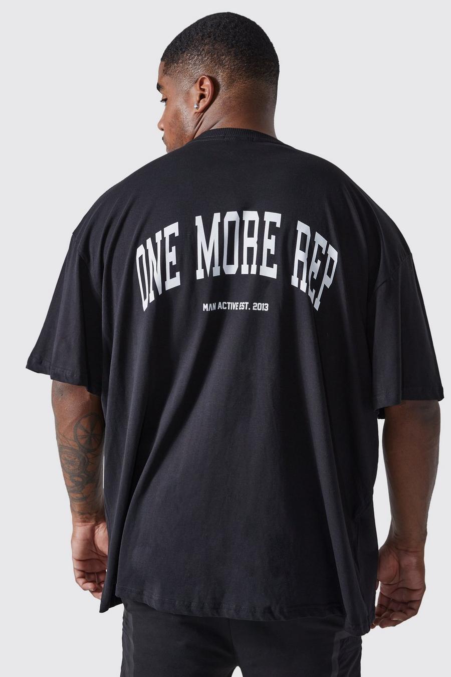 T-shirt Plus Size oversize Active Gym Rep, Black