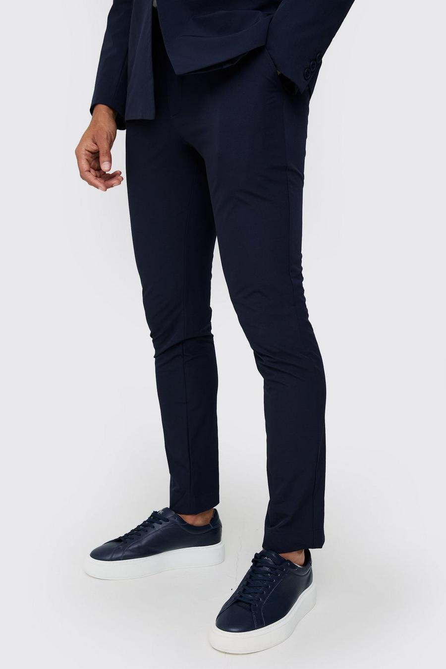 Navy Stretch Tailored Slim Fit Trousers image number 1