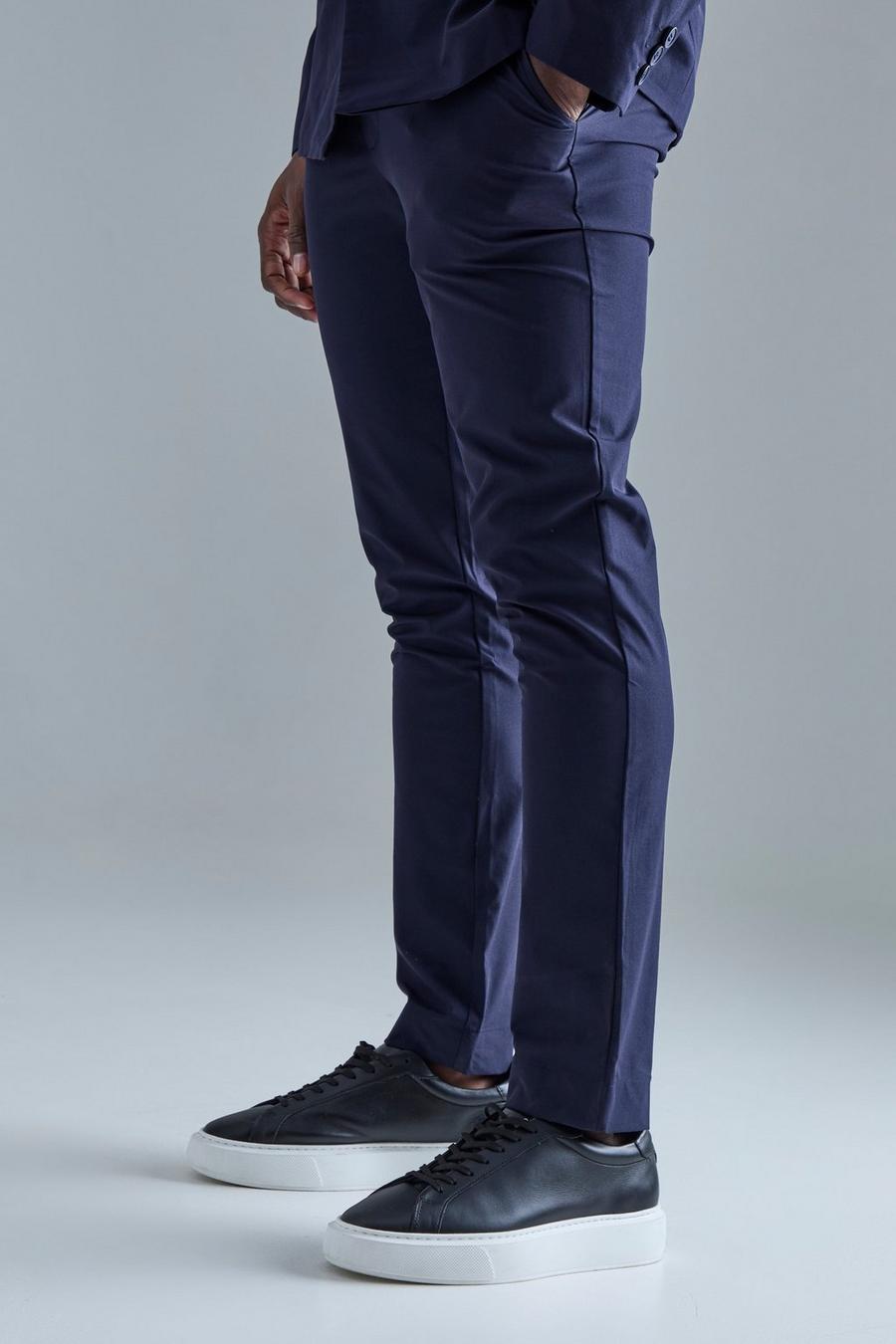 Navy Stretch Tailored Slim Fit Trousers image number 1