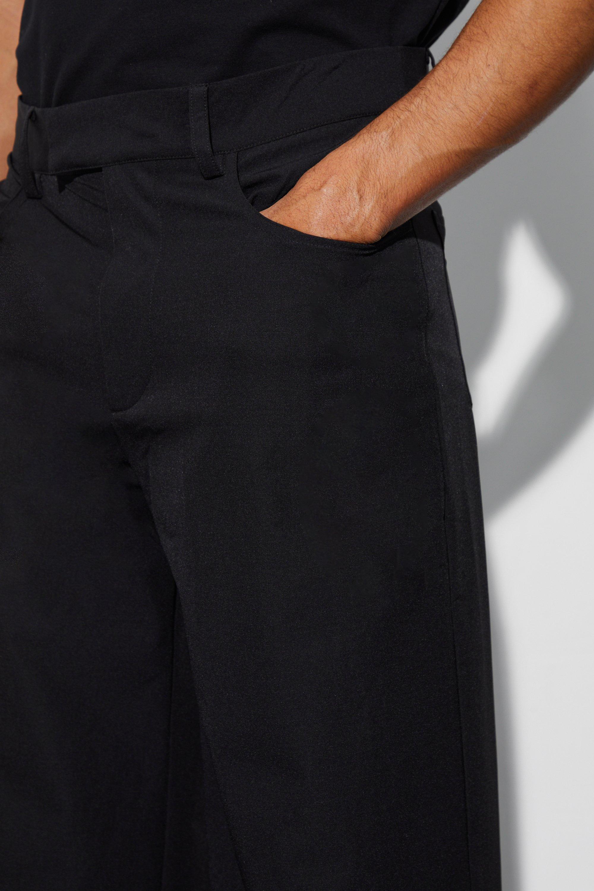 Stretch Straight Flared Split Hem Trousers