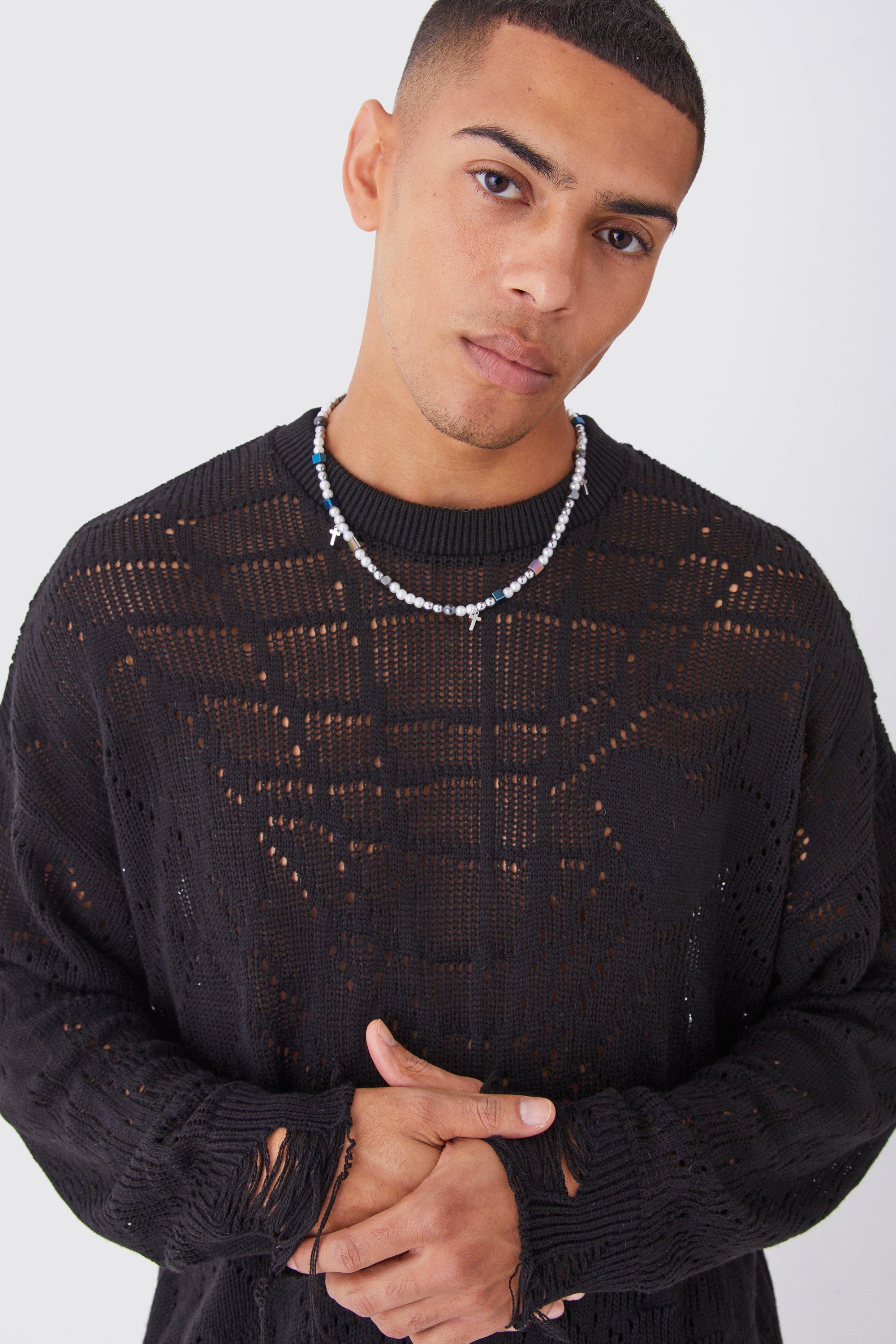 Oversized Open Knit Spider Web Sweater | boohoo USA