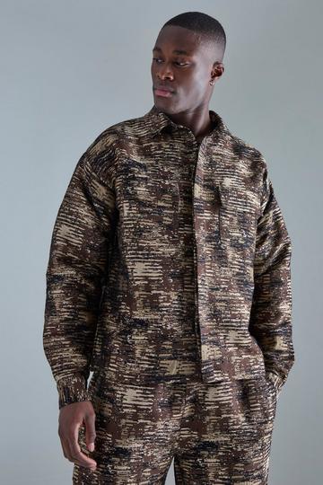 Textured Camo Patch Pocket Overshirt stone