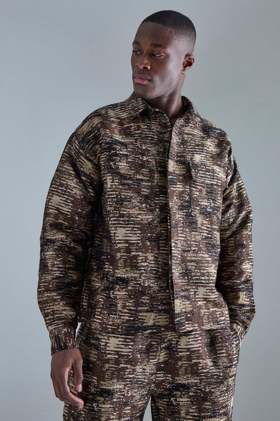Stone Textured Camo Patch Pocket Overshirt image number 1