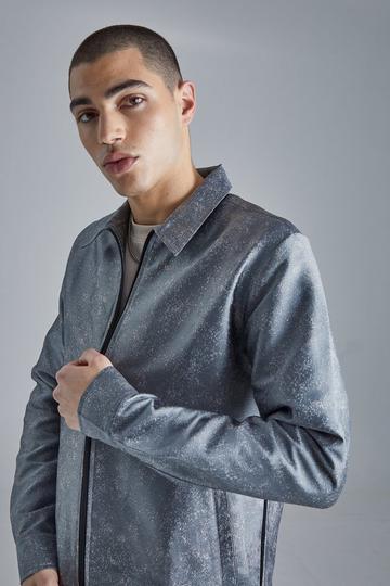 Marl Fabric Interest Smart Shirt Jacket grey