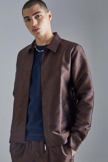 Marl Fabric Interest Smart Shirt Jacket brown