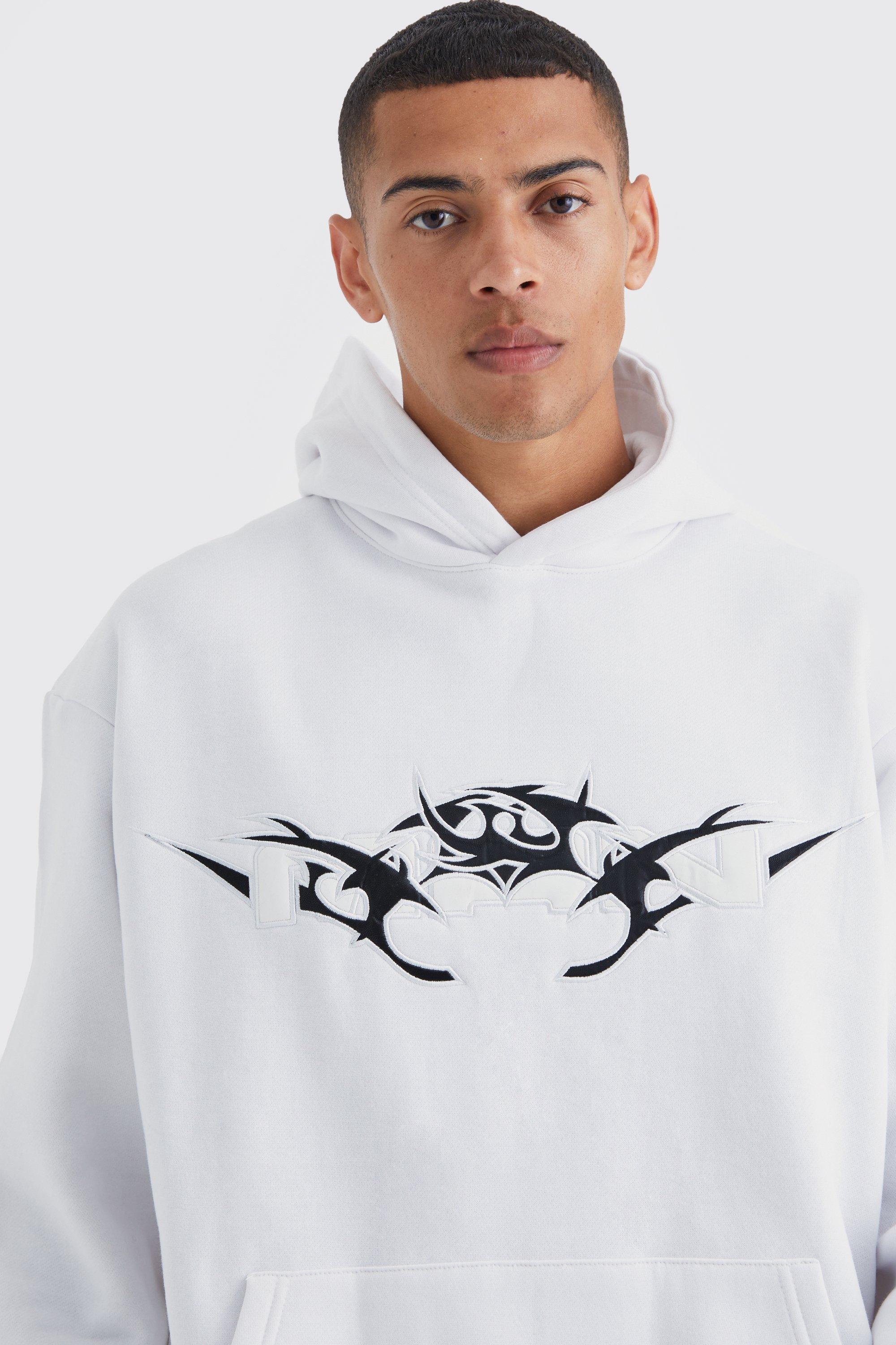 Boohoo man white hoodie online