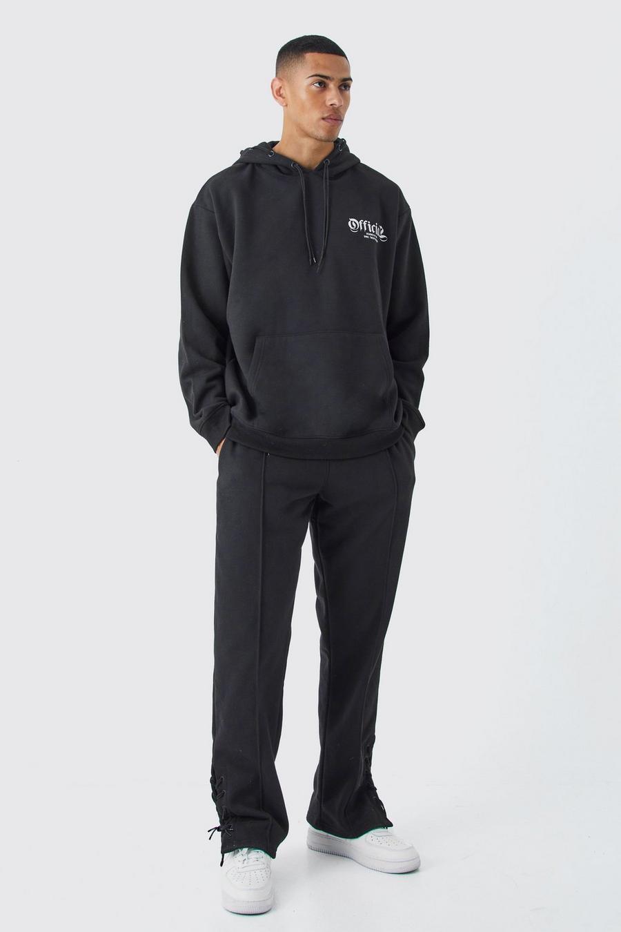 Black Official Oversized Drawcord Detail Tracksuit