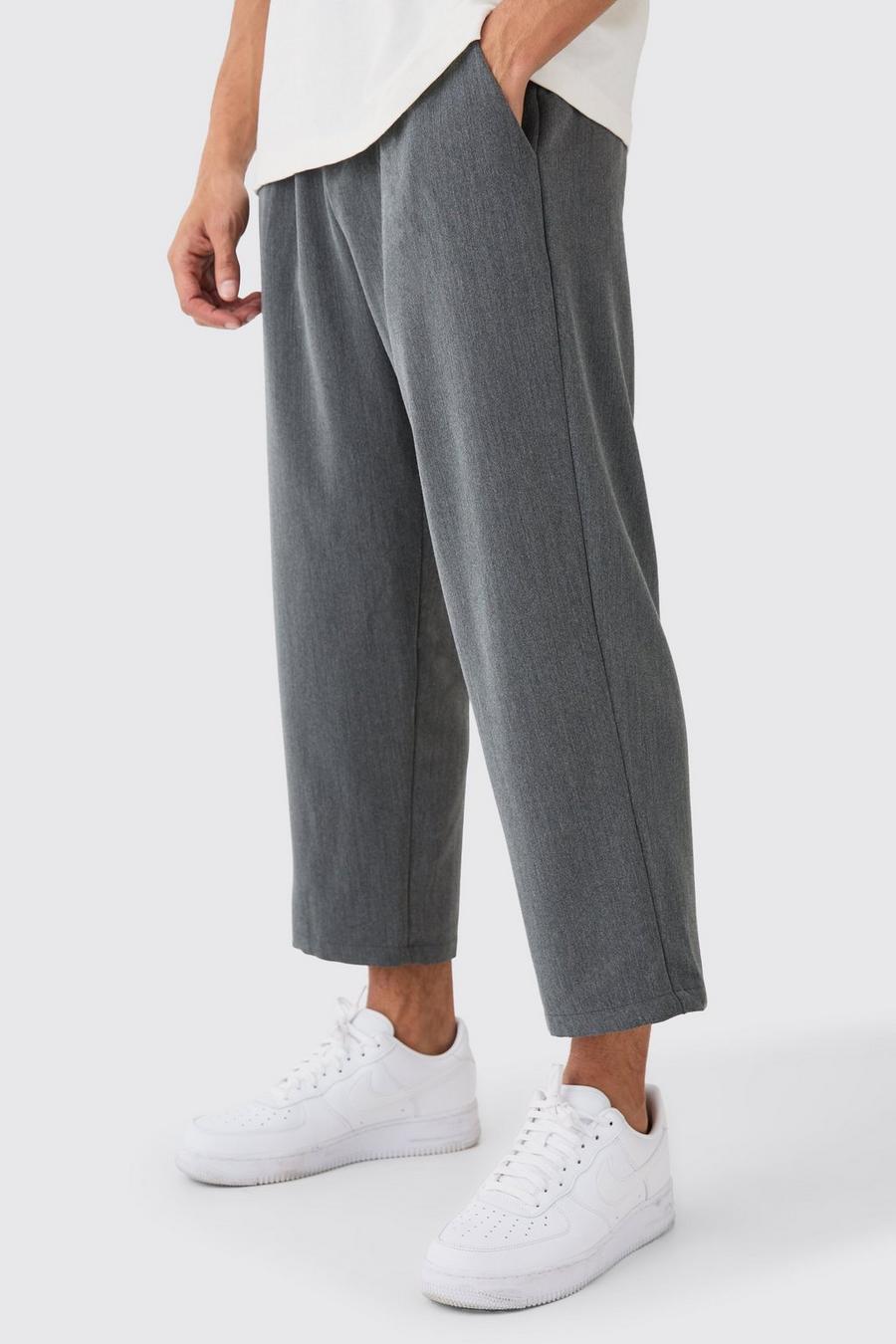 Pantalón crop con cordón elástico en la cintura, Grey