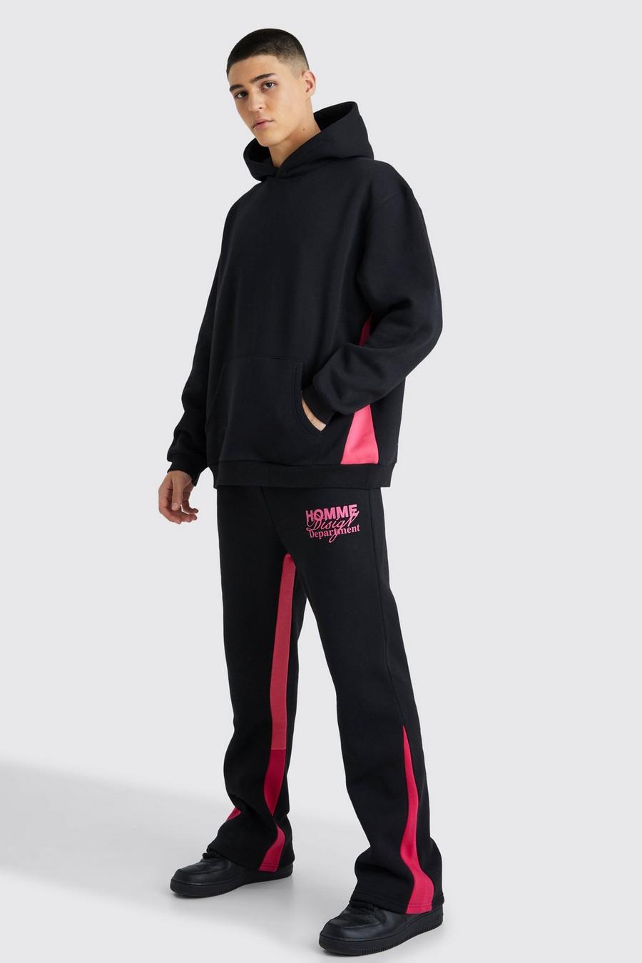 Oversize Trainingsanzug mit Homme-Print, Black