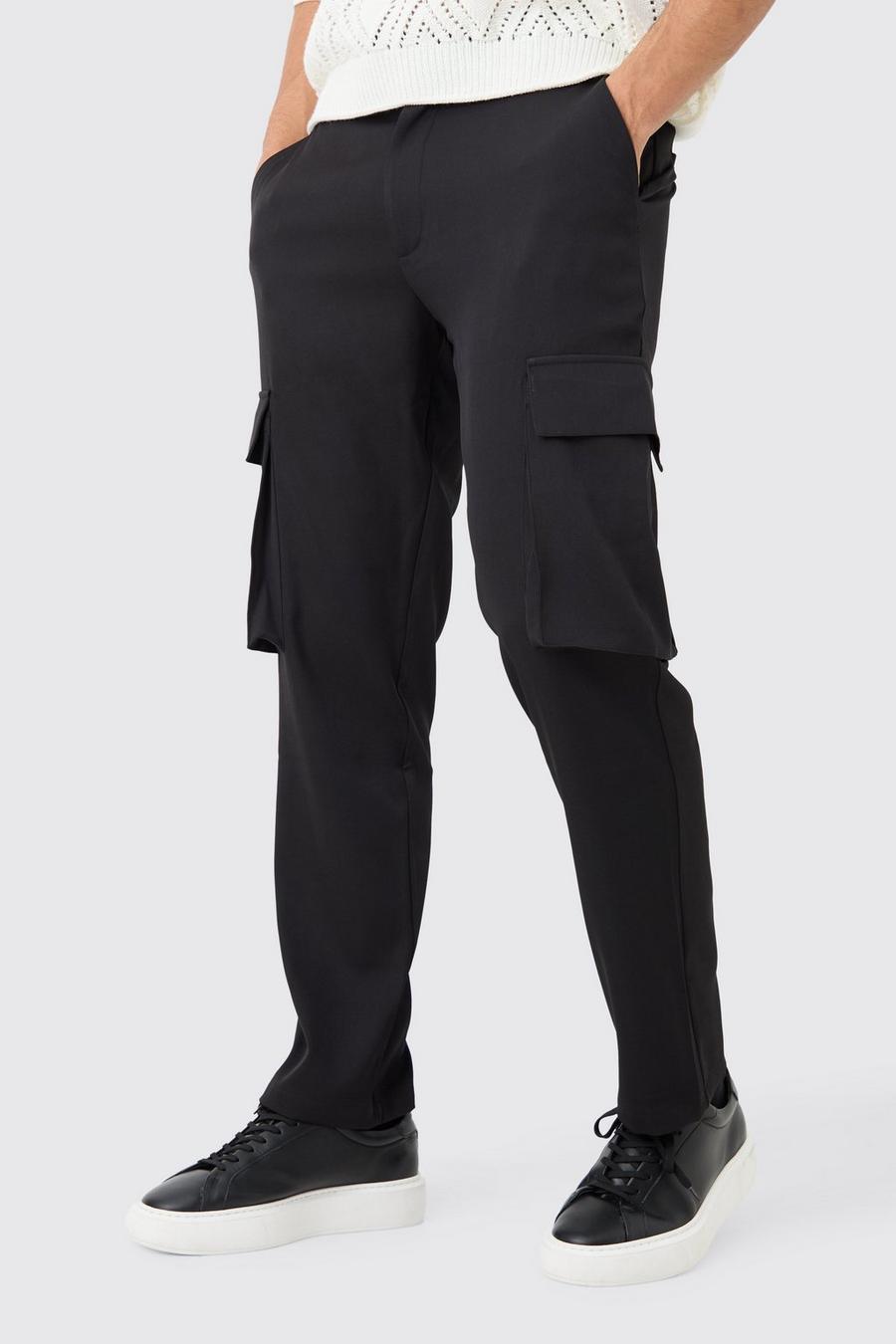 Black Mix & Match Tailored Cargo Pants