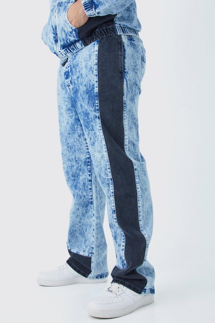 Pantalón deportivo Plus holgado vaquero con lavado de ácido, Light blue image number 1