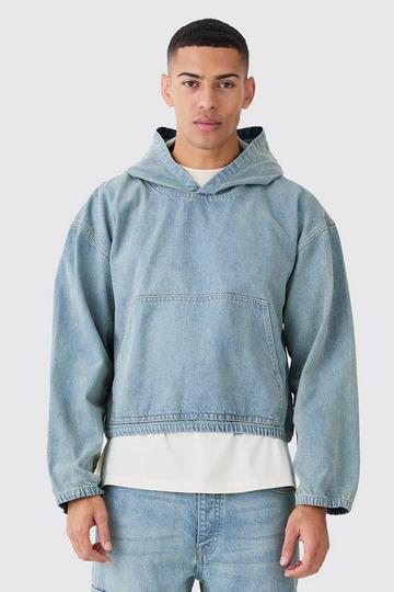 Denim Boxy Fit Hoodie antique blue