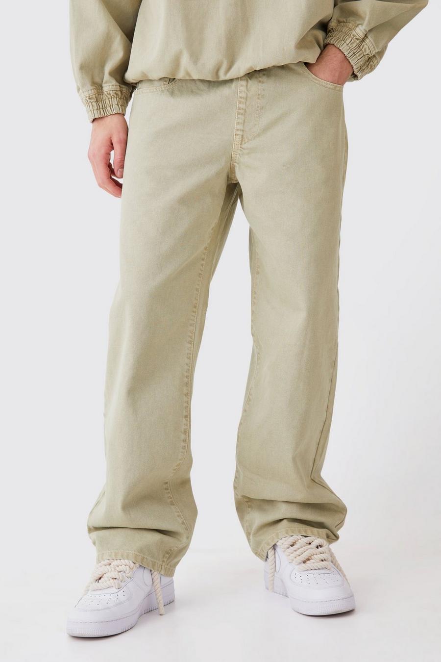 Sage Onbewerkte Baggy Overdye Jeans Met Elastische Taille image number 1